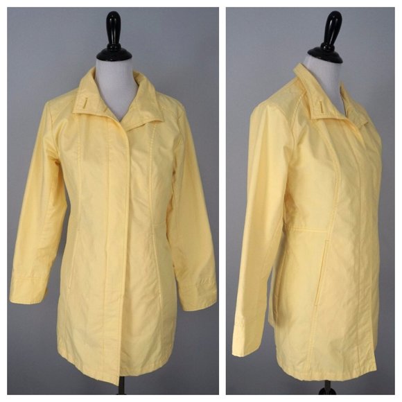 EDDIE BAUER Womens Yellow Button Up Collared Rain Coat Jacket Size Medium - Picture 1 of 5